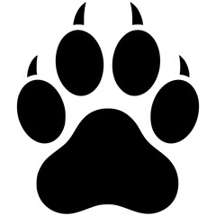 Obraz premium Paw Print Symbol: A striking black paw print, a symbol of animal presence, representing wildlife, footprints, and the essence of animals.