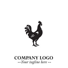 Chicken Logo Symbol Black on White Background in Minimalist Modern Vector Design for Farm Branding