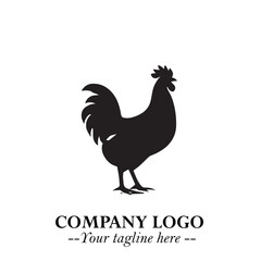 Chicken Logo Symbol Black on White Background in Minimalist Modern Vector Design for Farm Branding