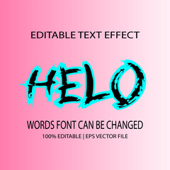 Helo Text Effect with Grunge Brush Stroke Style | Editable Words Font Design on Gradient Background for Creative Graphic Design Projects