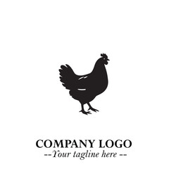 Chicken Logo Symbol Black on White Background in Minimalist Modern Vector Design for Farm Branding