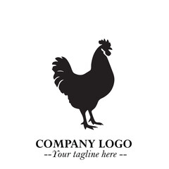 Chicken Logo Symbol Black on White Background in Minimalist Modern Vector Design for Farm Branding