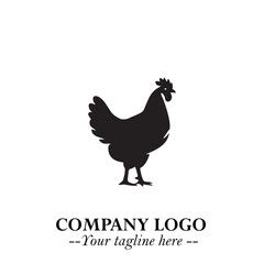 Chicken Logo Symbol Black on White Background in Minimalist Modern Vector Design for Farm Branding
