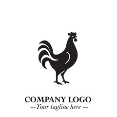 Chicken Logo Symbol Black on White Background in Minimalist Modern Vector Design for Farm Branding