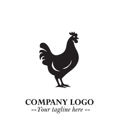 Chicken Logo Symbol Black on White Background in Minimalist Modern Vector Design for Farm Branding