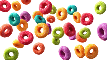 Floating Colorful Fruit Cereal Loops