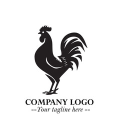 Chicken Logo Symbol Black on White Background in Minimalist Modern Vector Design for Farm Branding