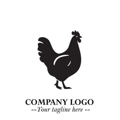 Chicken Logo Symbol Black on White Background in Minimalist Modern Vector Design for Farm Branding