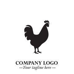 Chicken Logo Symbol Black on White Background in Minimalist Modern Vector Design for Farm Branding