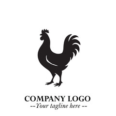Chicken Logo Symbol Black on White Background in Minimalist Modern Vector Design for Farm Branding