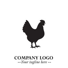 Chicken Logo Symbol Black on White Background in Minimalist Modern Vector Design for Farm Branding