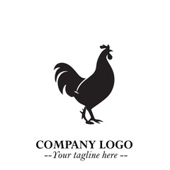 Chicken Logo Symbol Black on White Background in Minimalist Modern Vector Design for Farm Branding