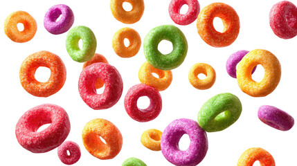 Floating Colorful Fruit Cereal Loops