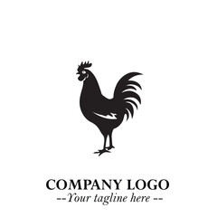 Chicken Logo Symbol Black on White Background in Minimalist Modern Vector Design for Farm Branding