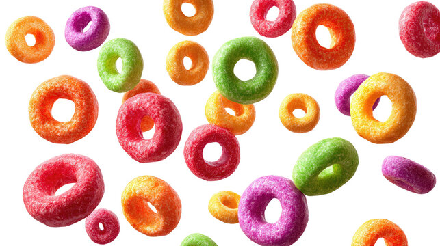 Floating Colorful Fruit Cereal Loops