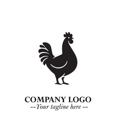 Chicken Logo Symbol Black on White Background in Minimalist Modern Vector Design for Farm Branding