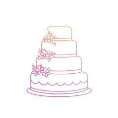 Gradient Outline Elegant Three Tiered Wedding Cake with Flower Decoration