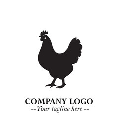 Chicken Logo Symbol Black on White Background in Minimalist Modern Vector Design for Farm Branding