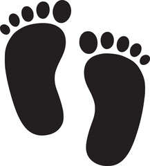 Baby footprints silhouette vector. Cute newborn icon illustration for parenting, kids, and birth themes.