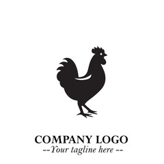 Chicken Logo Symbol Black on White Background in Minimalist Modern Vector Design for Farm Branding