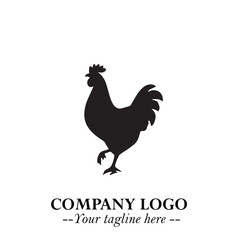 Chicken Logo Symbol Black on White Background in Minimalist Modern Vector Design for Farm Branding