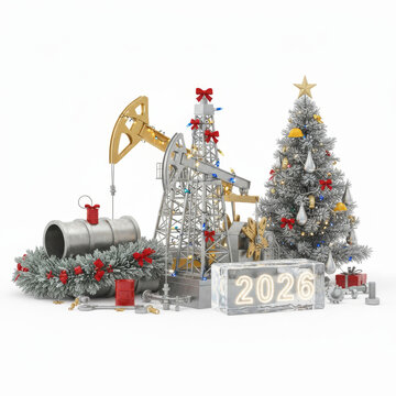 Oil Pumpjack Christmas Scene 2026