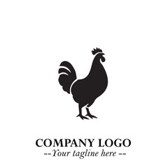 Chicken Logo Symbol Black on White Background in Minimalist Modern Vector Design for Farm Branding