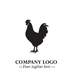 Chicken Logo Symbol Black on White Background in Minimalist Modern Vector Design for Farm Branding