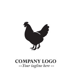 Chicken Logo Symbol Black on White Background in Minimalist Modern Vector Design for Farm Branding