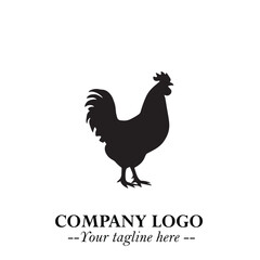 Chicken Logo Symbol Black on White Background in Minimalist Modern Vector Design for Farm Branding