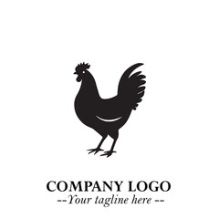 Chicken Logo Symbol Black on White Background in Minimalist Modern Vector Design for Farm Branding