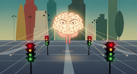 UPA 1950's style The Intelligent Pulse of a Smart City's Traffic