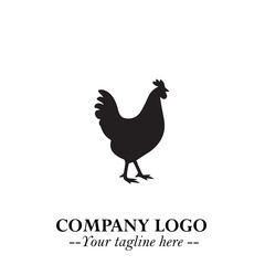 Chicken Logo Symbol Black on White Background in Minimalist Modern Vector Design for Farm Branding