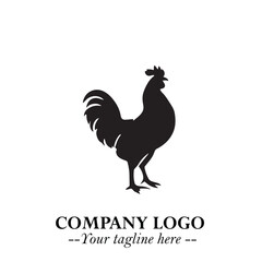 Chicken Logo Symbol Black on White Background in Minimalist Modern Vector Design for Farm Branding
