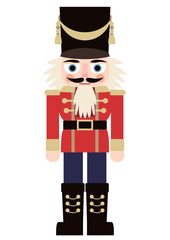 赤の衣装を着た兵隊くるみ割り人形のベクターイラスト