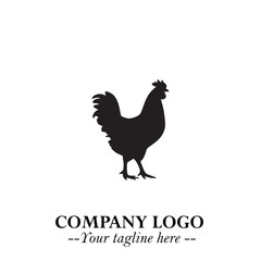 Chicken Logo Symbol Black on White Background in Minimalist Modern Vector Design for Farm Branding