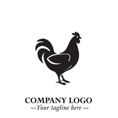 Chicken Logo Symbol Black on White Background in Minimalist Modern Vector Design for Farm Branding