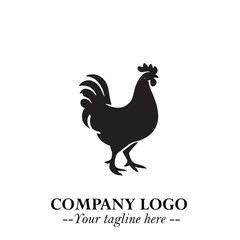 Chicken Logo Symbol Black on White Background in Minimalist Modern Vector Design for Farm Branding