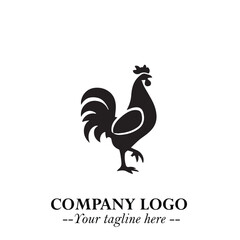 Chicken Logo Symbol Black on White Background in Minimalist Modern Vector Design for Farm Branding