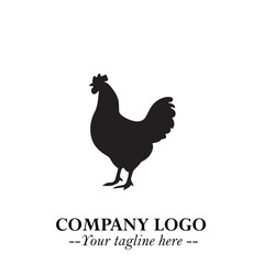 Chicken Logo Symbol Black on White Background in Minimalist Modern Vector Design for Farm Branding