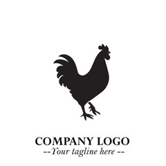 Chicken Logo Symbol Black on White Background in Minimalist Modern Vector Design for Farm Branding