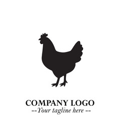 Chicken Logo Symbol Black on White Background in Minimalist Modern Vector Design for Farm Branding