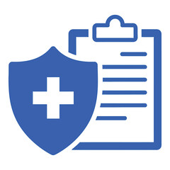 Vector art of health insurance document on clipboard with shield