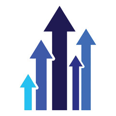 Vector art of five arrows pointing upwards, business growth concept