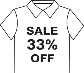 T-Shirt 33 Percent Off Sale Vector Illustration