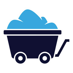Vector art of mining cart vector icon with blue ore inside