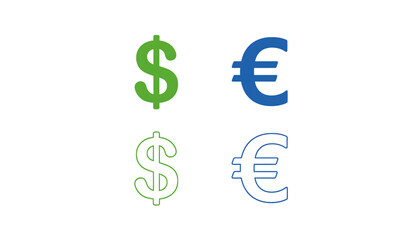 Obraz premium set and style background dollar solid in isolated outline euro white and on icon 63997140 1