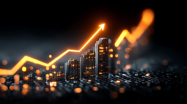 forex background. growing 3d creative with arrows chart financial dark glowing growth on stock concept. and rendering. 87705530 1