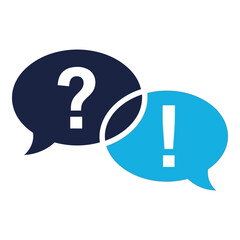 Vector art of question and answer speech bubbles representing faq