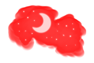 Abstract red blob with dark speckles against a black background